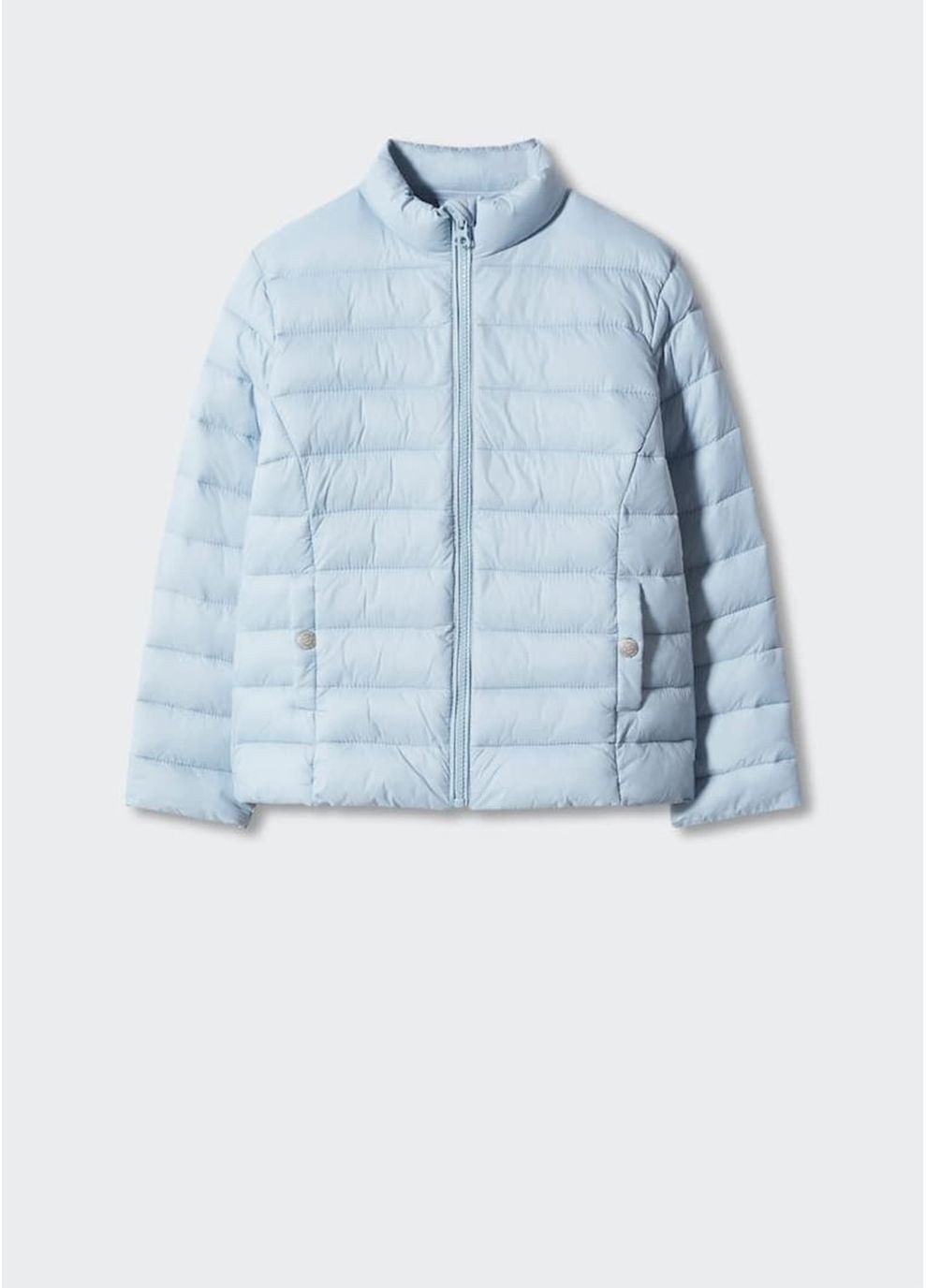Блакитна демісезонна легенька стьобана курточка для дівчат Mango