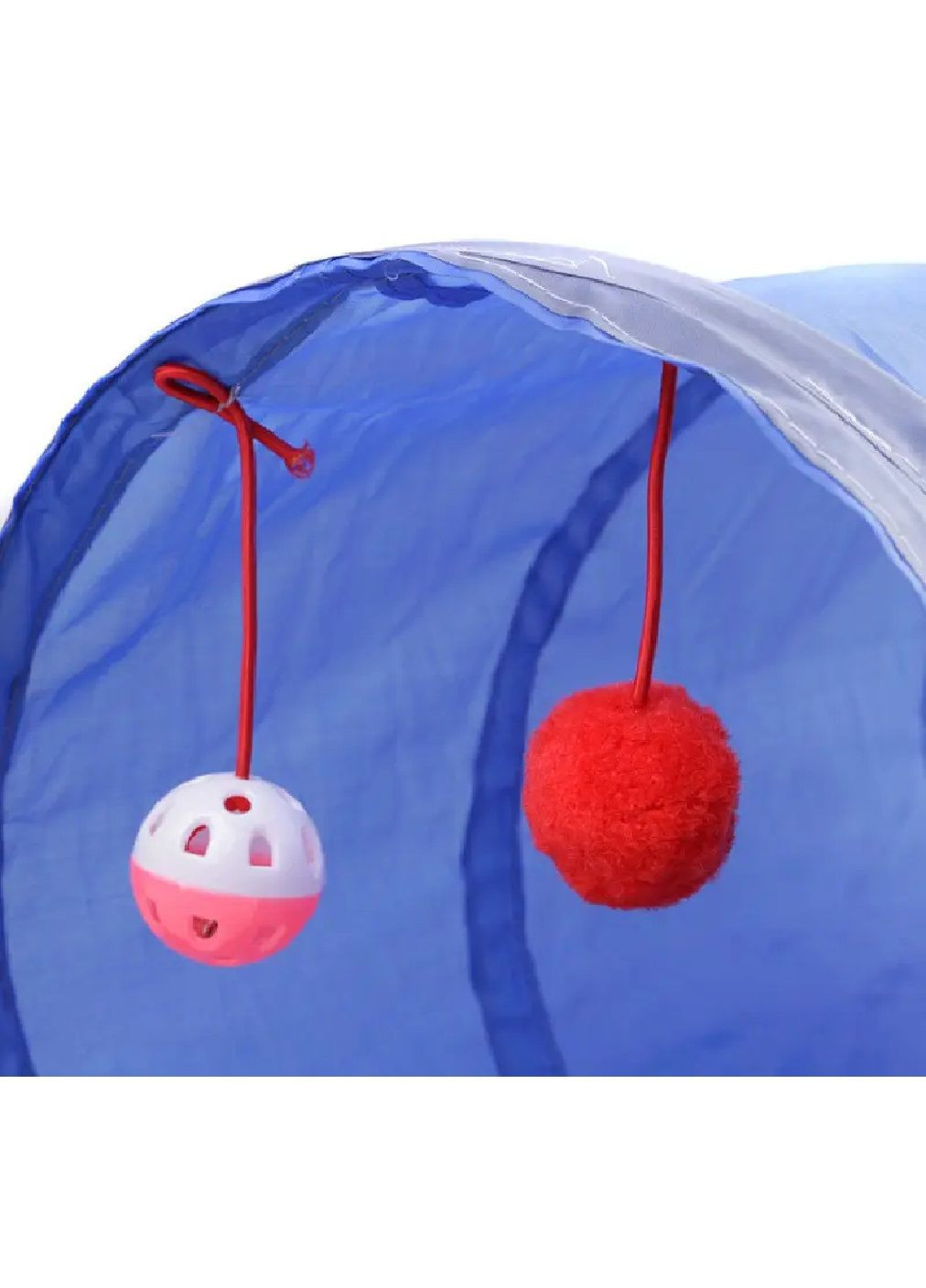 Складаний ігровий тунель з підвісними іграшками кульками для котів будь-яких порід 45×25 см (481229-Prob) Синій Unbranded (357588573)