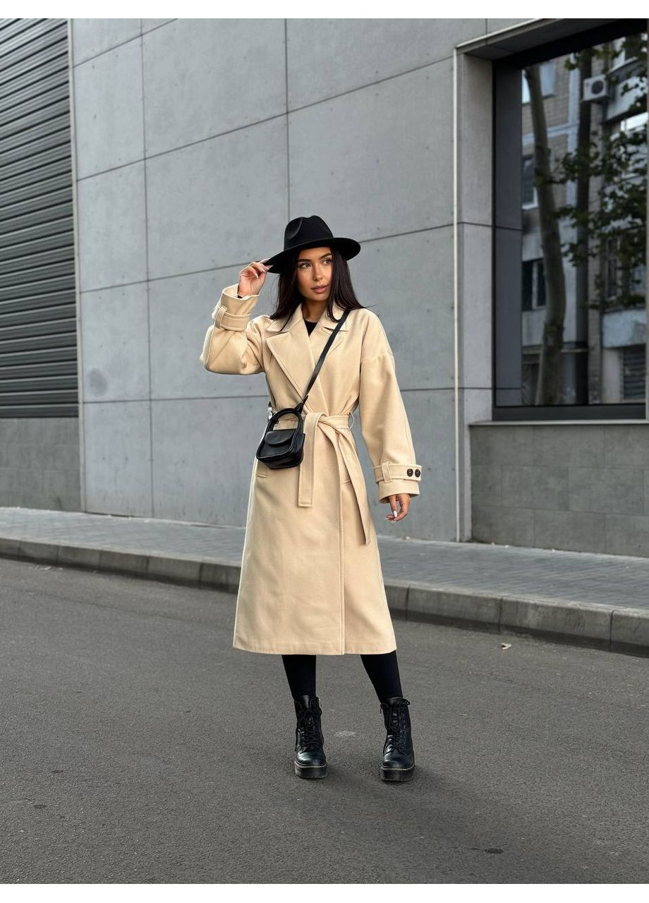 Бежевое демисезонное Женское кашемировое пальто Fashion