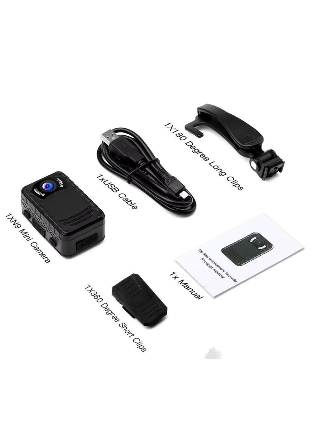 Міні боді камера N9, 1296p, з акумулятором, нагрудний відеореєстратор, нічне бачення Boblov (345745926)