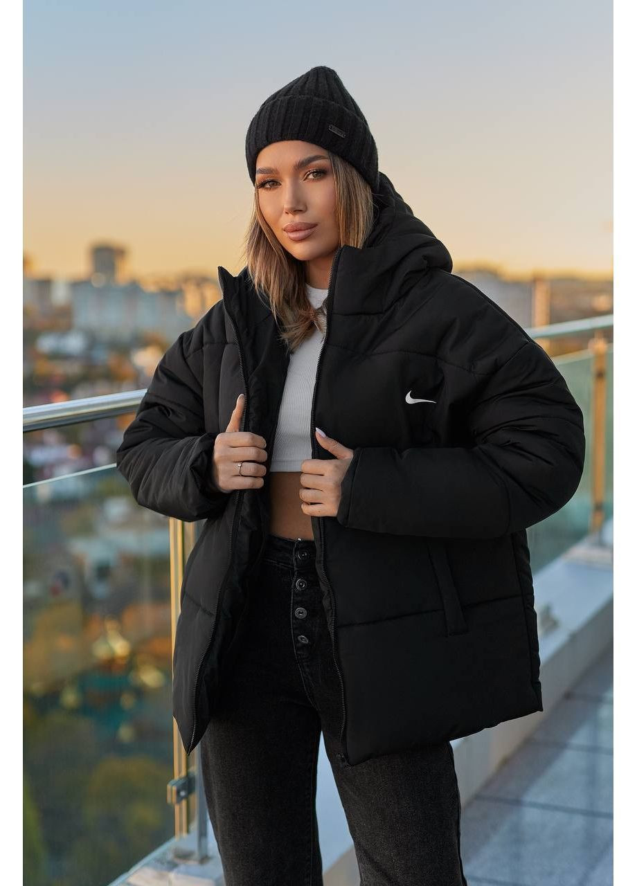 Черная зимняя куртка женская Гермес