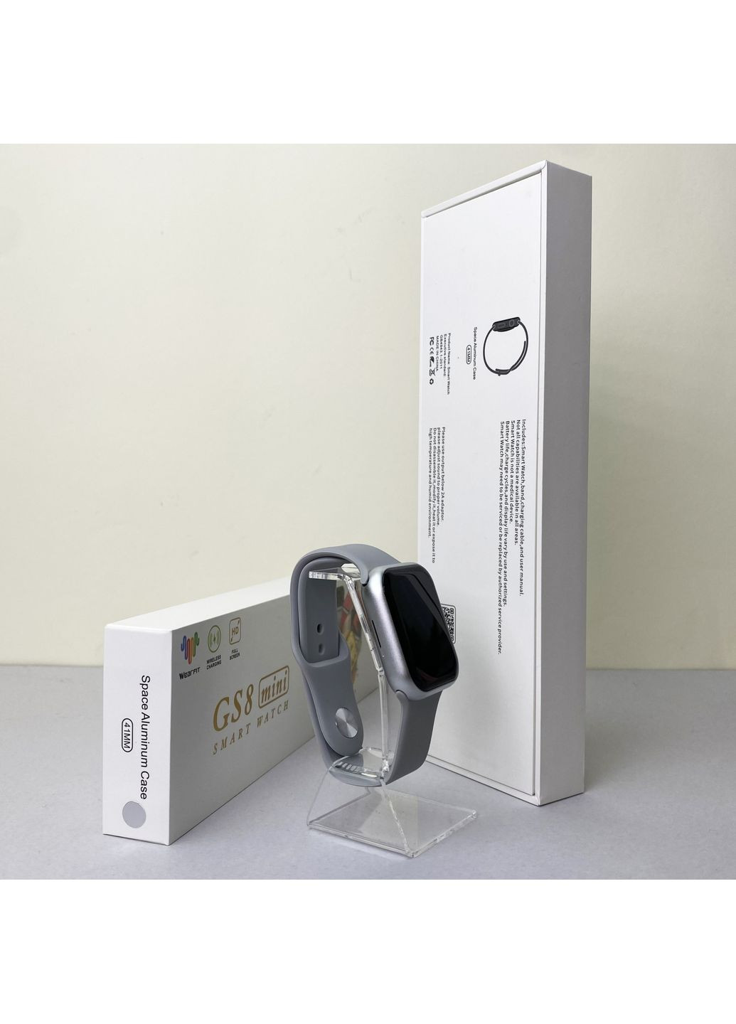Розумний годинник GS8 Mini Сірий смарт годинник для спорту та здоров'я з пульсометром і крокоміром Smart Watch Watch 41 mm (372459931)