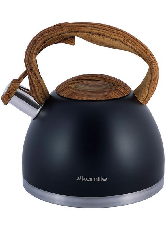 Чайник Whistling Kettle Black 2.7л з нержавіючої сталі зі свистком Kamille (329895844)