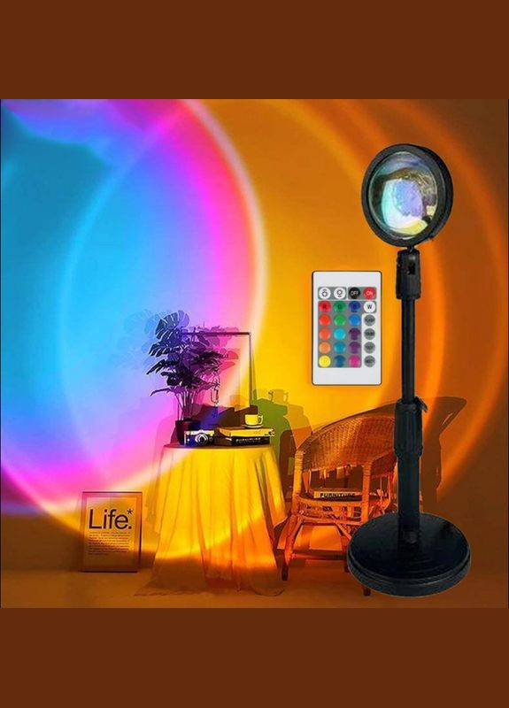 Светильник проекционный разноцветный Sunset Lamp лампа с эффектом заката с пультом RGB LED Metr+ (304624415)