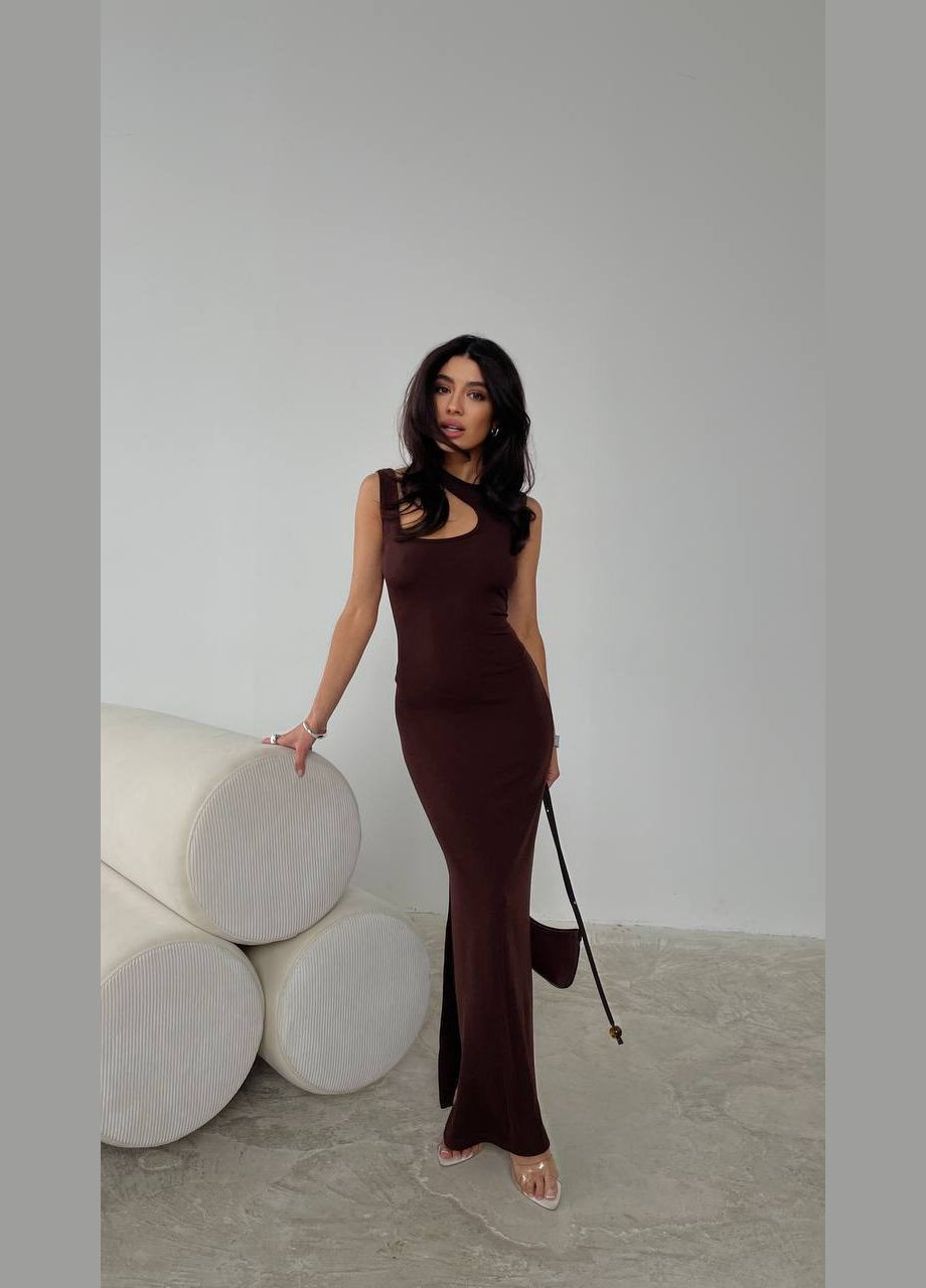 Коричнева святковий, ділова жіноча приталена сукня Avanti однотонна