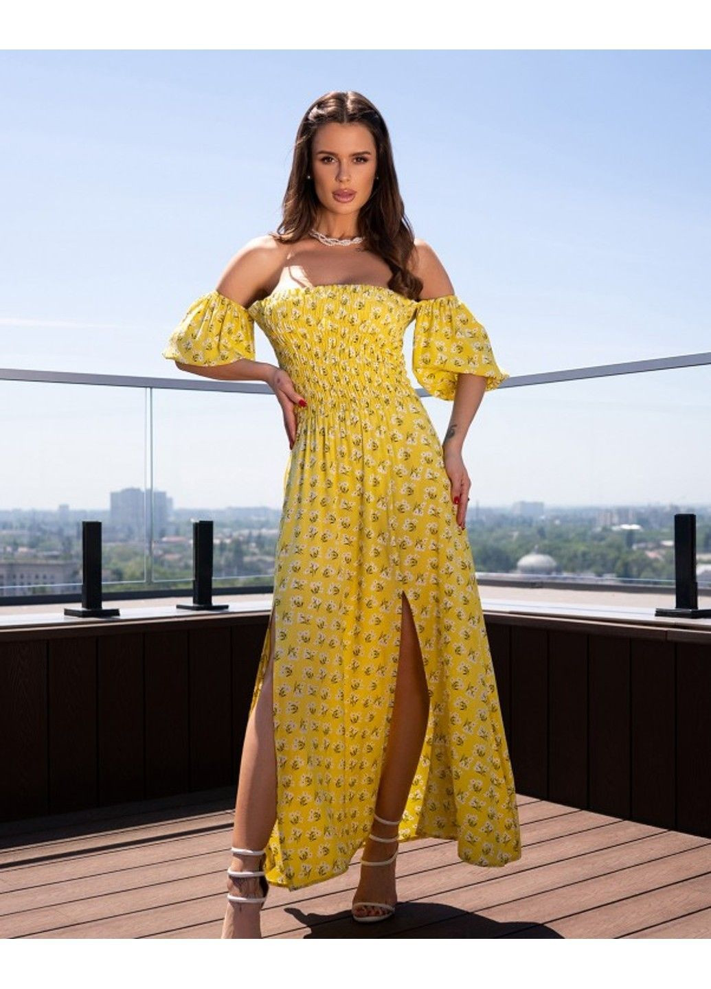 Жовтий повсякденний плаття sa-522 жовтий ISSA PLUS