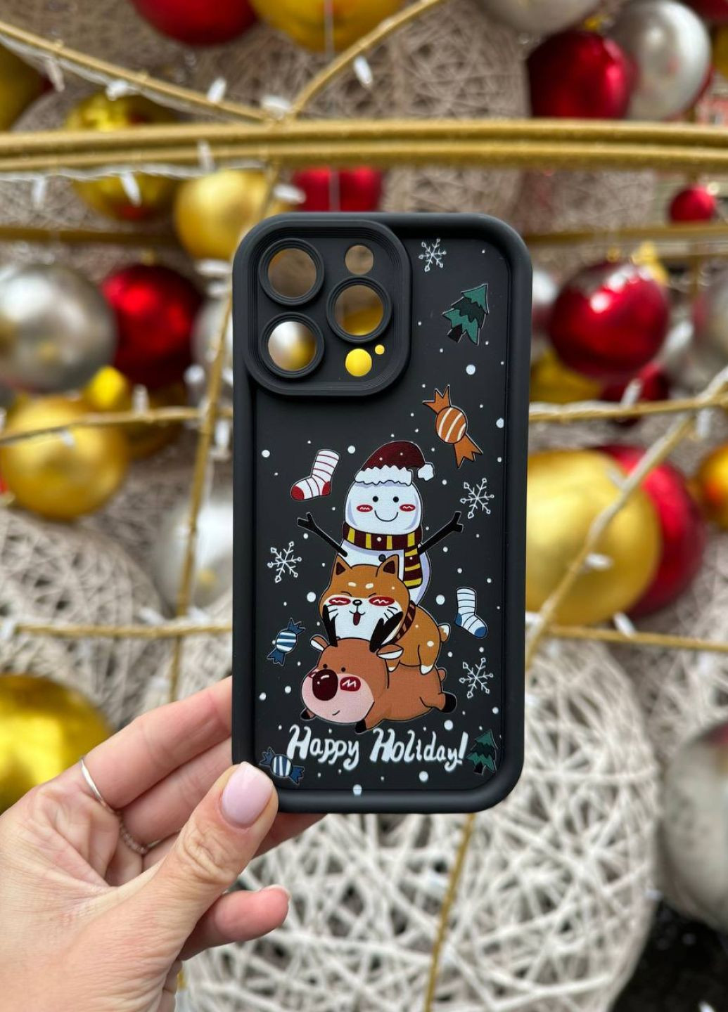 Чехол силиконовый для iPhone 15 Pro Christmas Black / чехол айфон 15 про черный No Brand (314774513)