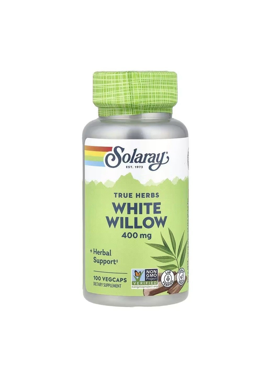 , True Herbs, верба біла, 400 мг, 100 капсул VegCap Solaray (365728847)