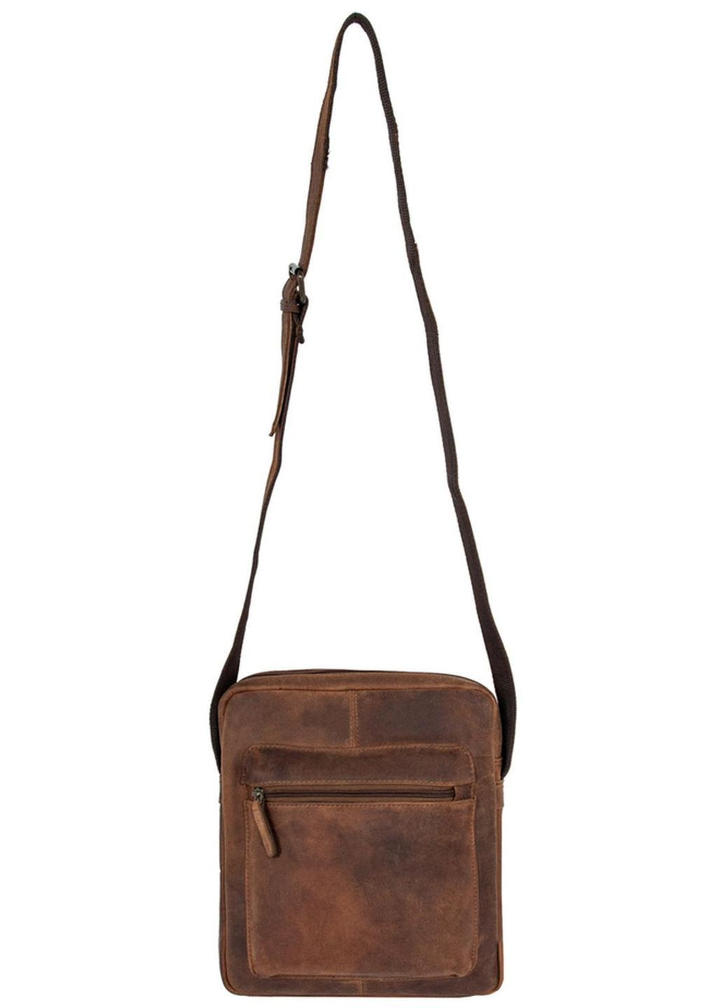 Сумка чоловіча шкіряна планшет через плече для документів та для телефону середня Коричневий 43172 Ashwood (367040972)