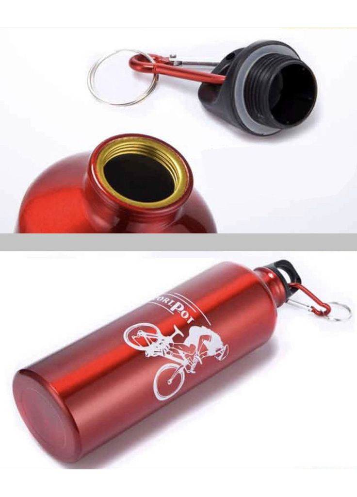 Велосипедная фляга, бутылка для воды, велобутылка 750 мл, алюминиевая Sport Pot (красная) China (366874725)