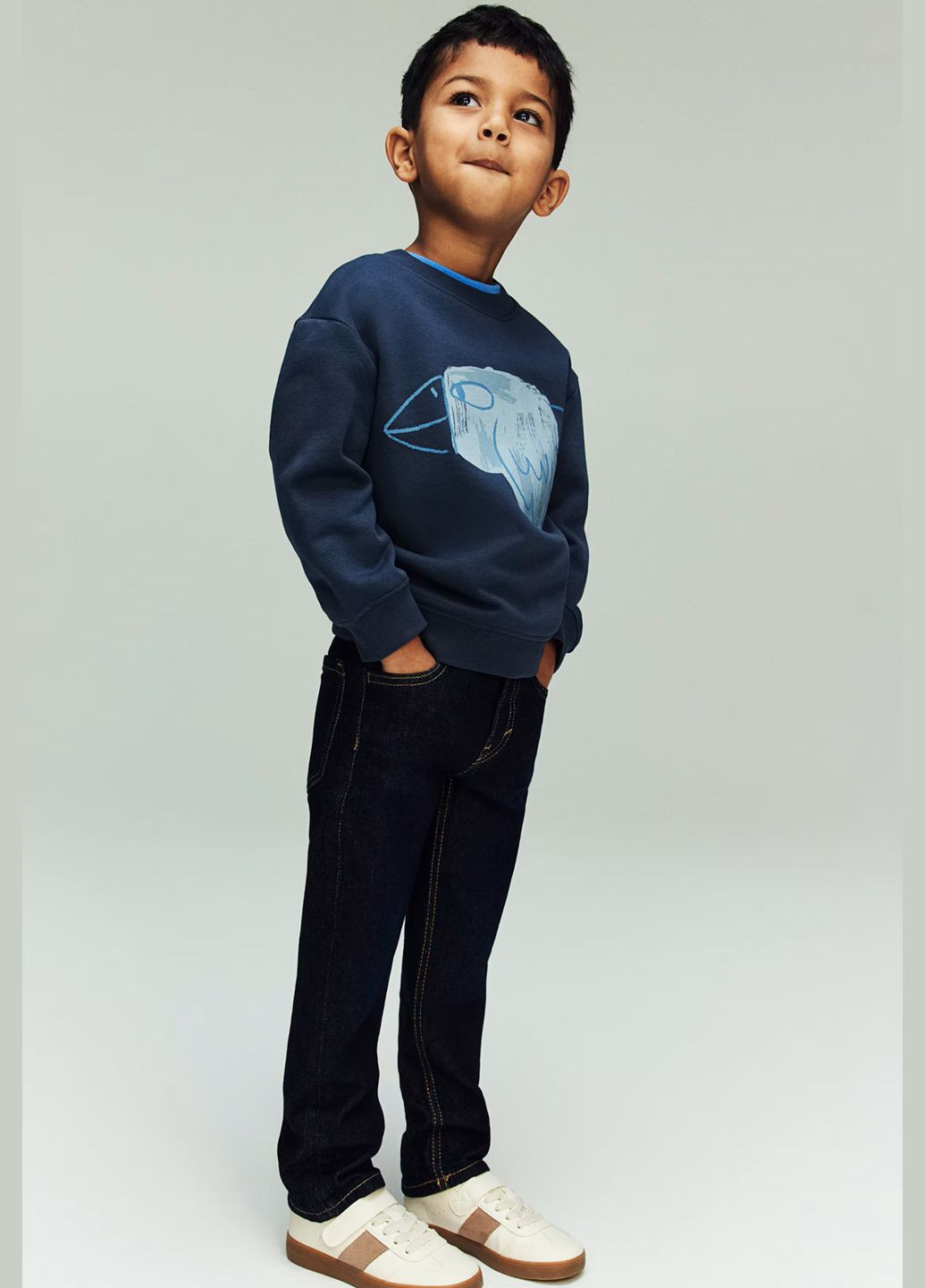 H&M світшот для хлопчика малюнок синій повсякденний трикотаж