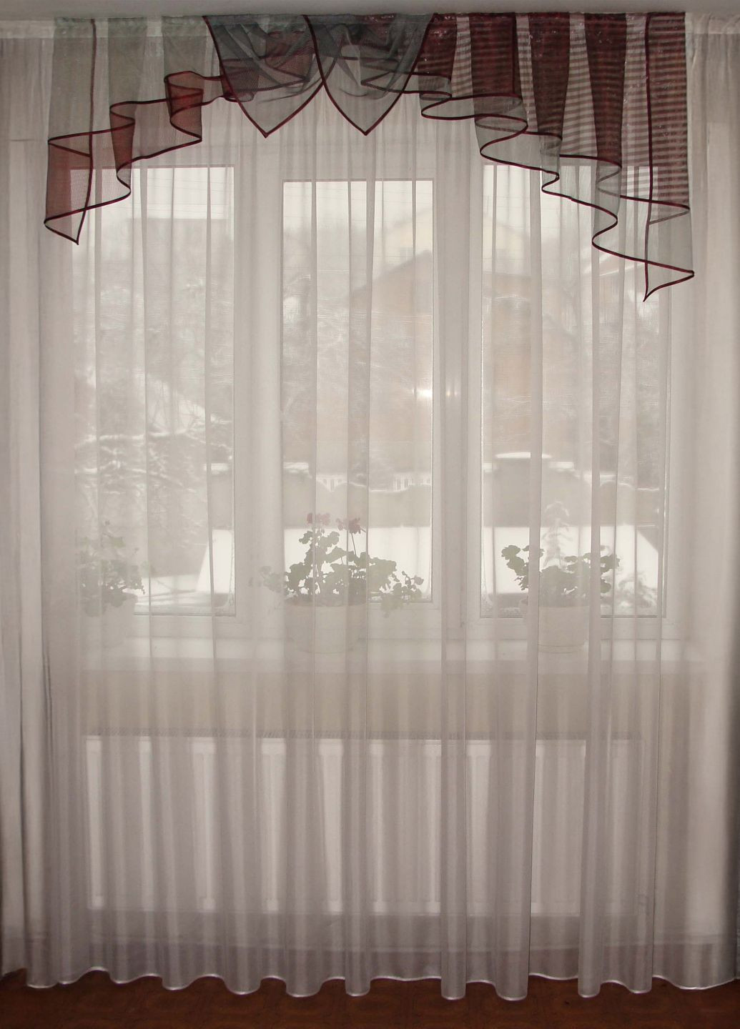 Ламбрекен Дуга карниз 150см червоний з сірим (4_5_1,5м) Firanka Simple (333342902)