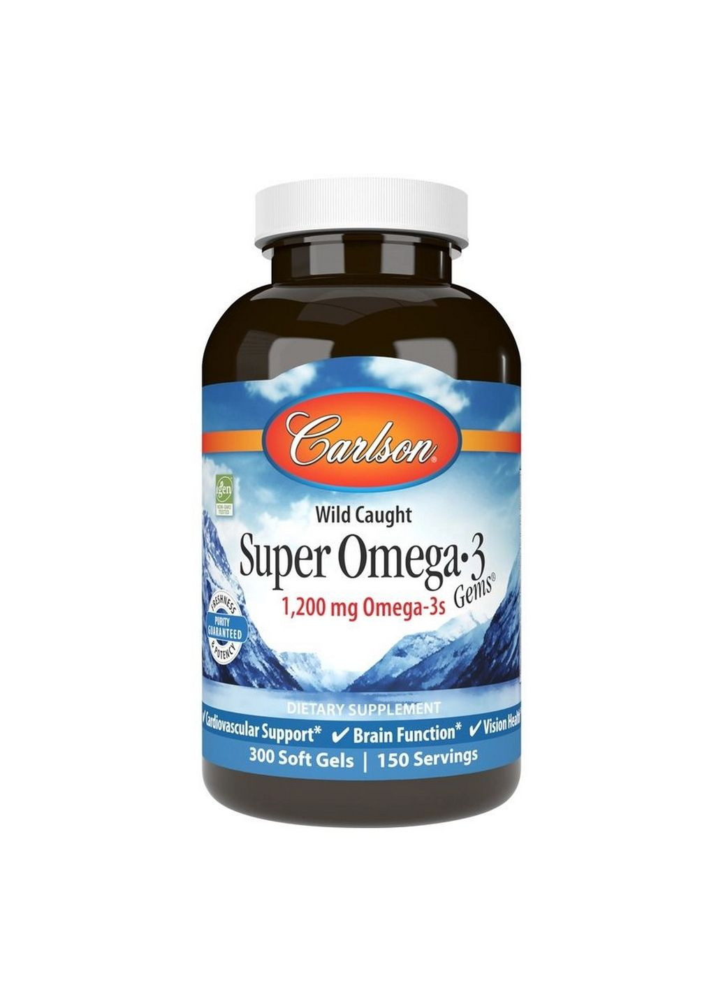 Жирні кислоти Wild Caught Super Omega-3 Gems 1200 mg, 300 капсул Carlson Labs (293420897)