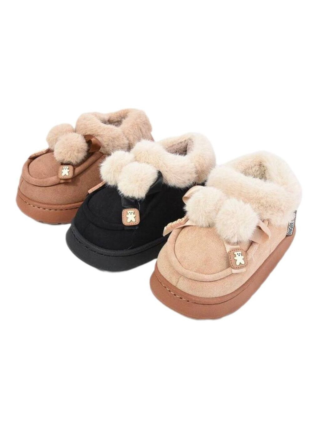 Черные шлепанцы мех уны. беж 6281 Scarrhett