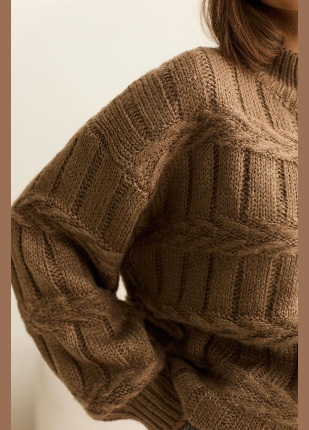 Кофейный демисезонный свитер пуловер Seventeen