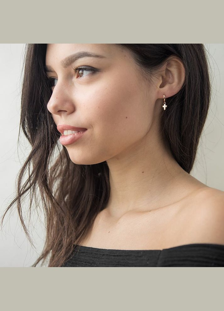 Золоті сережки Хрестики (фіаніти) с04416 Oniks (338254693)