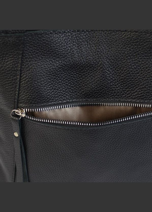 Черная кожаная женская сумка шоппер с длинными ручками на плечо Serebro (322846290)