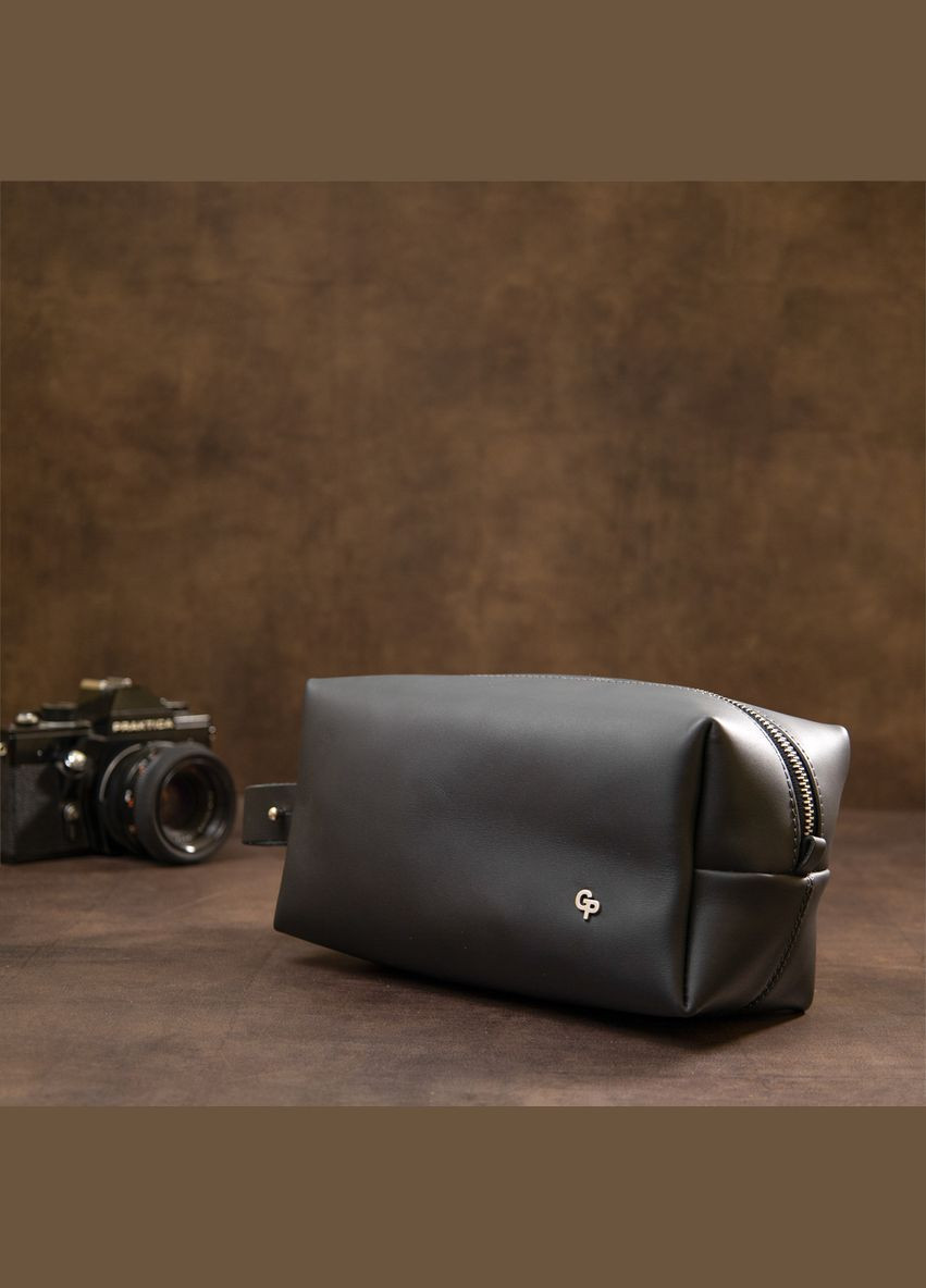 Чоловічий несесер із натуральної шкіри з ручкою матовий чорний (sku_11508) No Brand (328922765)