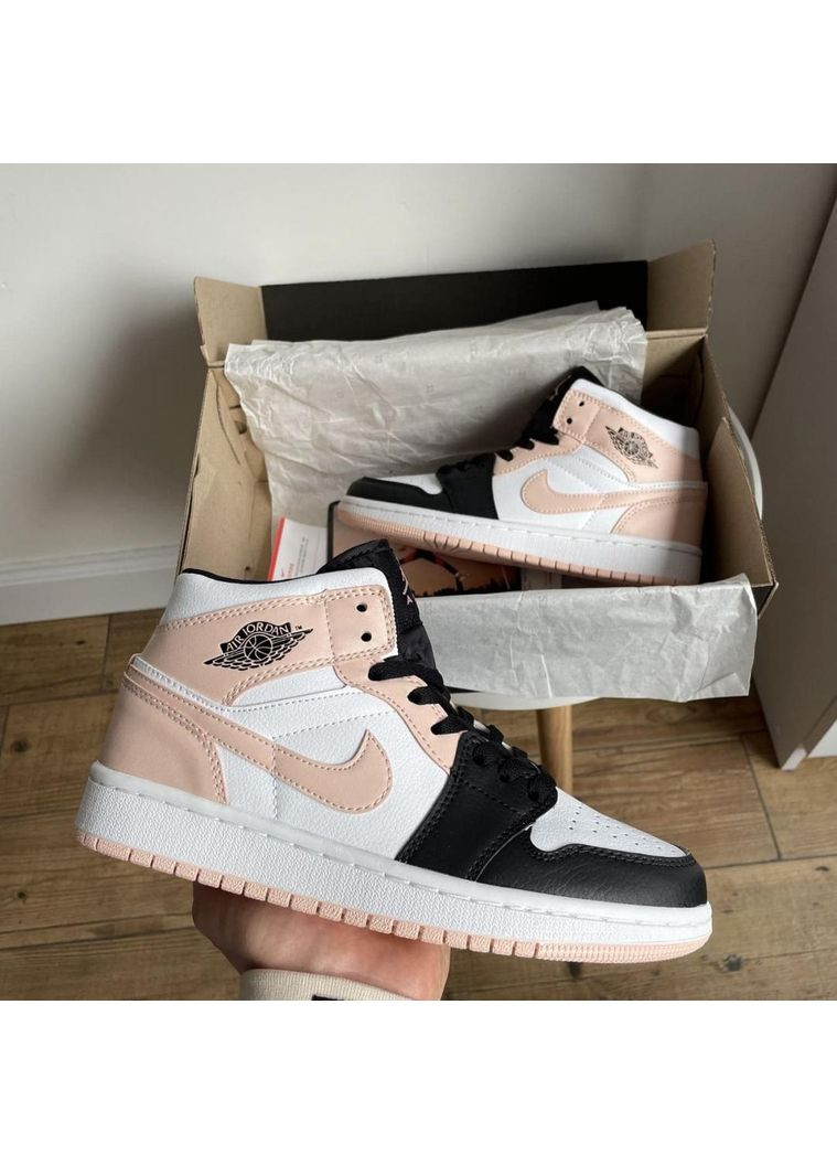 Рожеві Осінні кросівки чоловічі nike air jordan 1 retro high black white pink найк аір джордан No Brand