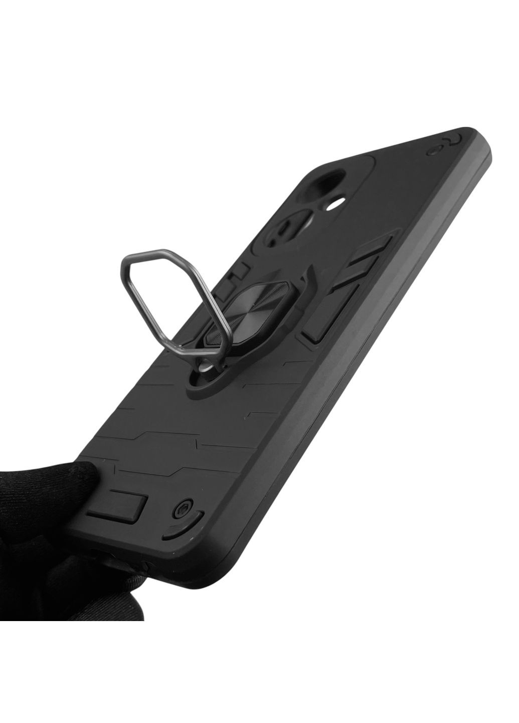Чохол для телефона Camon 19 Pro (CI8n) броньований з магнітним кільцем-тримачем на техно камон 19 про чорний Tecno (366236200)