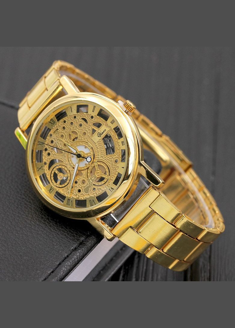 Металевий чоловічий годинник із відкритим механізмом Золото No Brand (334730091)