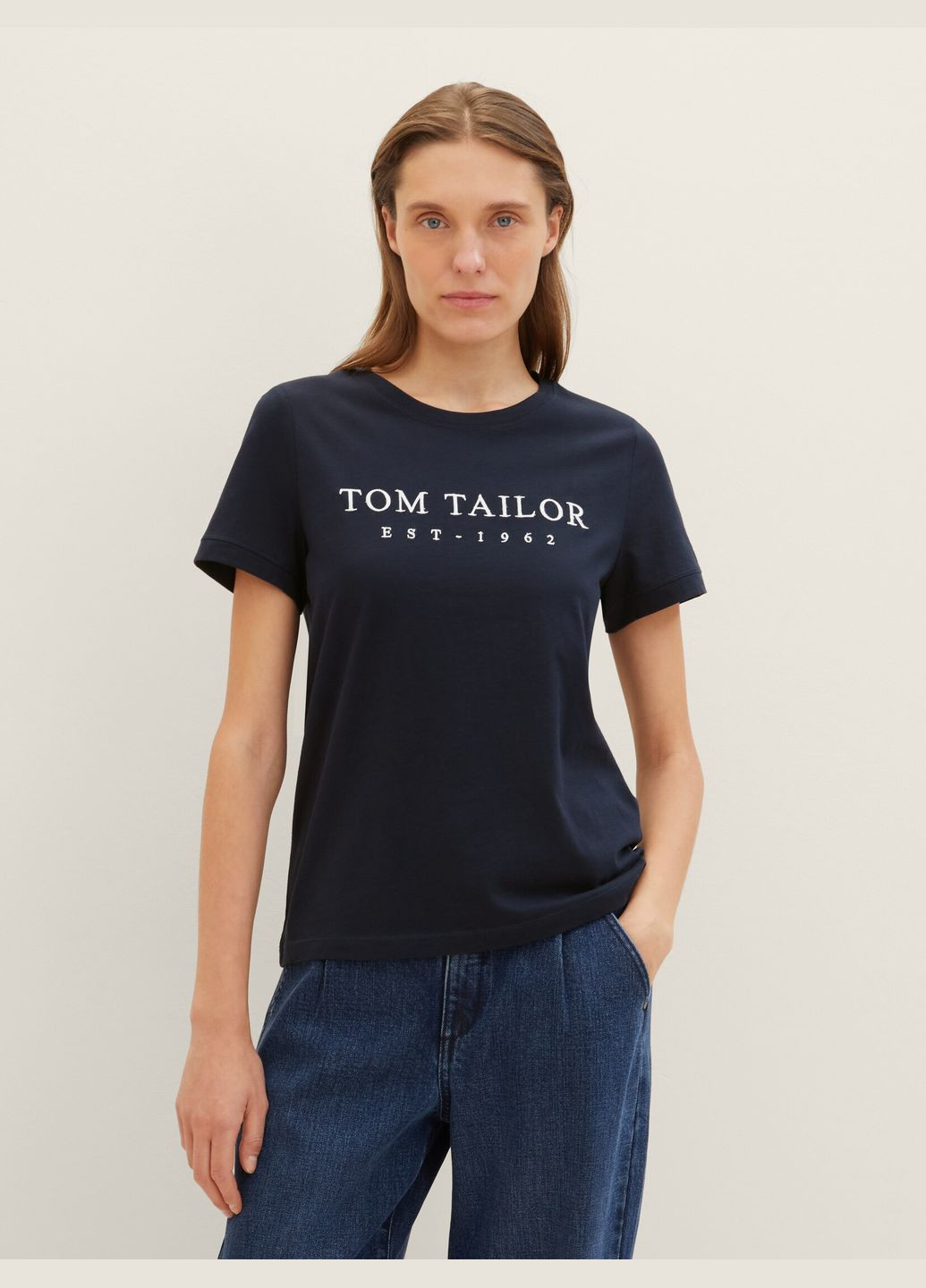 Темно-синяя летняя футболка Tom Tailor