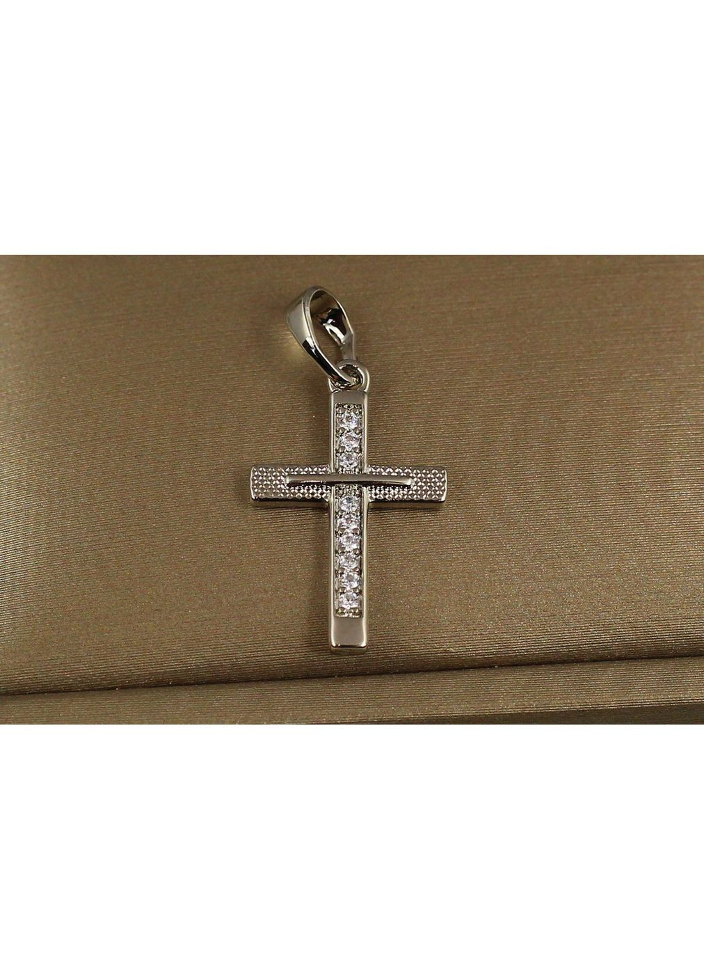 Крестик крестик с дорожкой фианитов по центру 2 см серебристый love-shopping Xuping Jewelry (354661623)