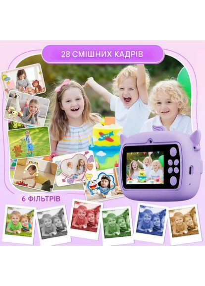 Дитячий цифровий фотоапарат з миттєвого друку Весела Єдиноріжка A-545F-I No Brand (366969562)