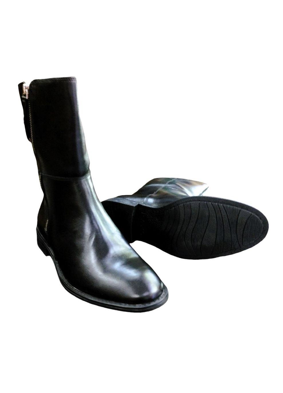 Напівчоботи бренд стиль шкіряні жіночі на низькому підборі 39 (26 см) чорні Rylko (319146398)