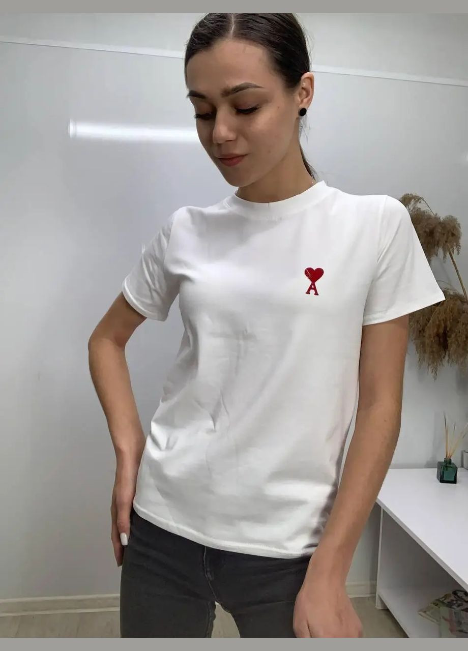 Жіноча футболка на літо з принтом Амі, бавовна No Brand - (328265429)