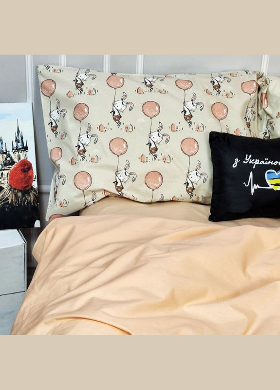 Постільна білизна Персиковий зайчик Ранфорс Підліткове на резинці MERISET (306740153)