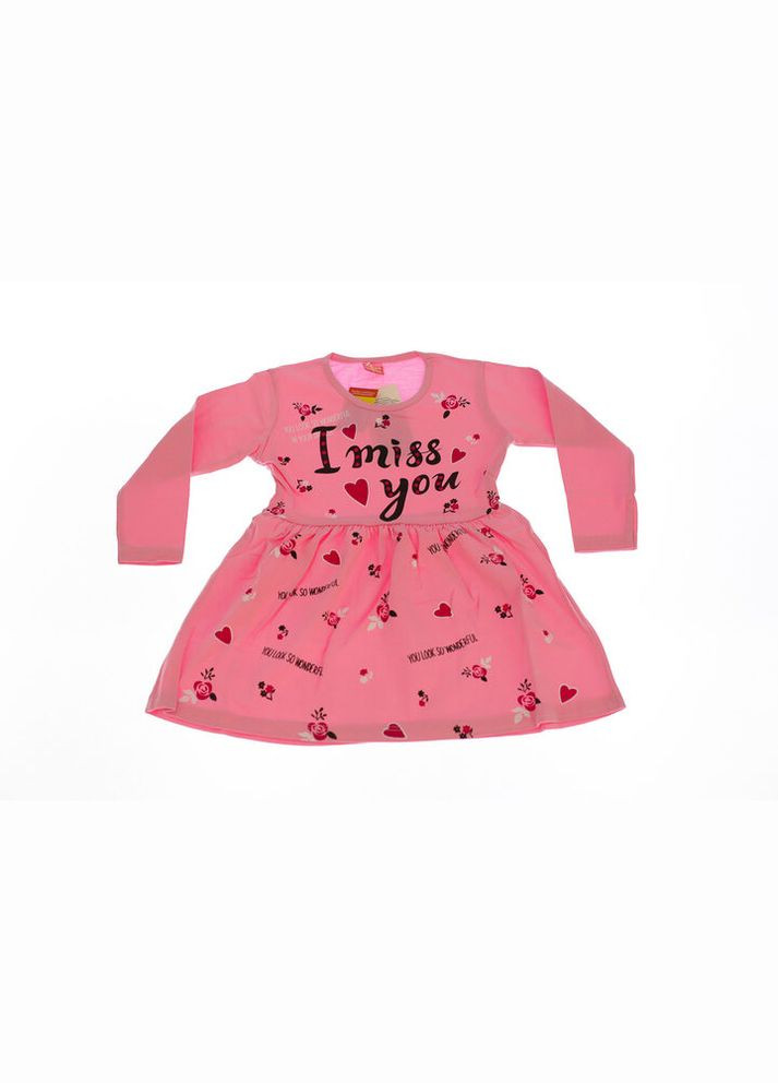 Рожева сукня з довгим рукавом трикотажна i miss you рожева 128 см (34465) BABYKROHA (323469595)