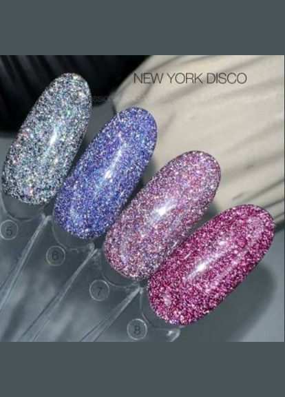 NY DISCO 6 Світловідбиваючий гель лак, синій. Гель лак New York Disco 6 Saga (342376525)