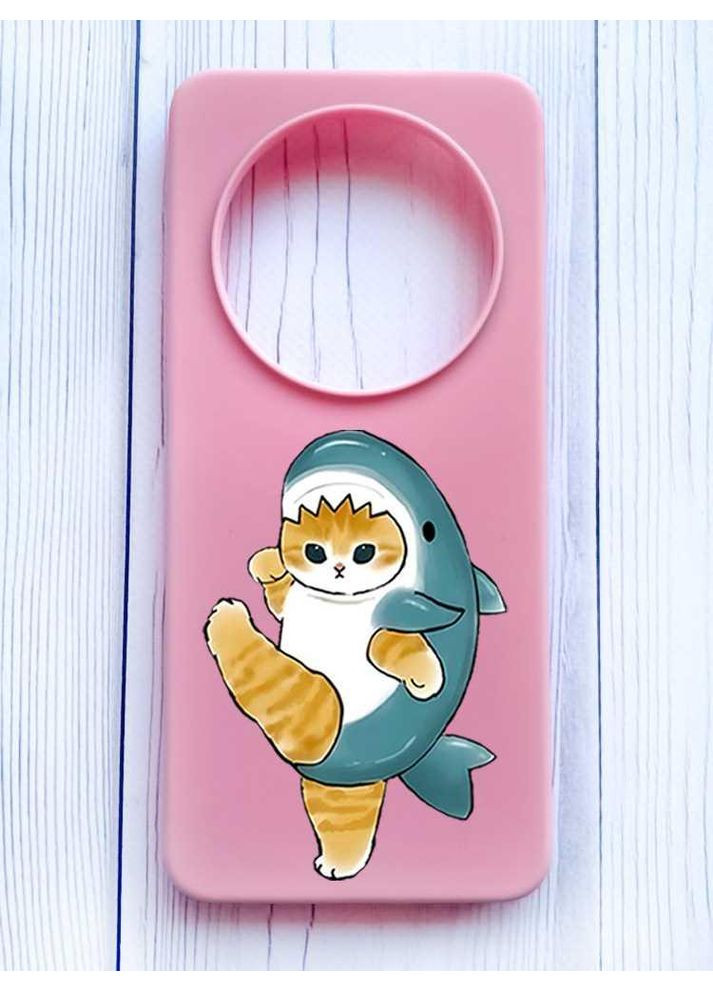 Матовий рожевий чохол на Xiaomi Redmi 14C/Poco C75 Котик акула (принт 380) Creative (355387563)