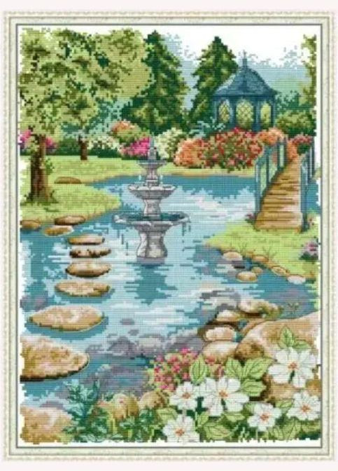 Набір для вишивання за нанесеною на канву схемою "Waterfront garden". AIDA 14CT printed 33*43 см Joy Sunday (313613501)