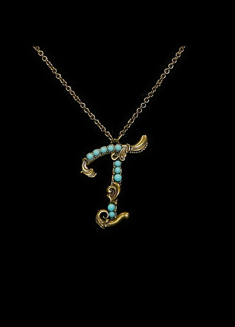 Кулон из латуни в виде буквы T с кристаллами Swarovski Michal Negrin (346241878)