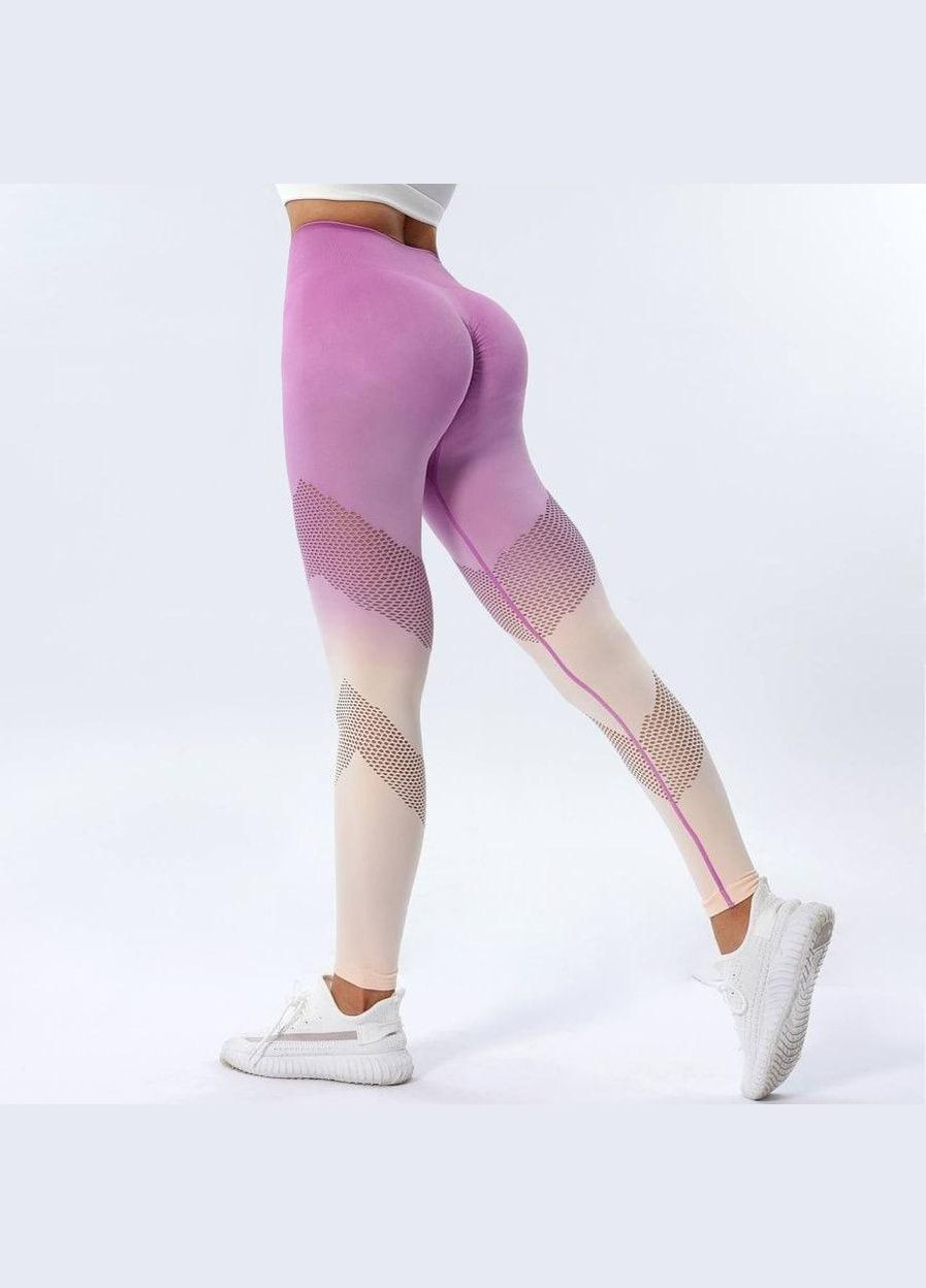 Легінси з градієнтом та перфорацією фіолетово-жовтого кольору, розмір L Trends (330756787)