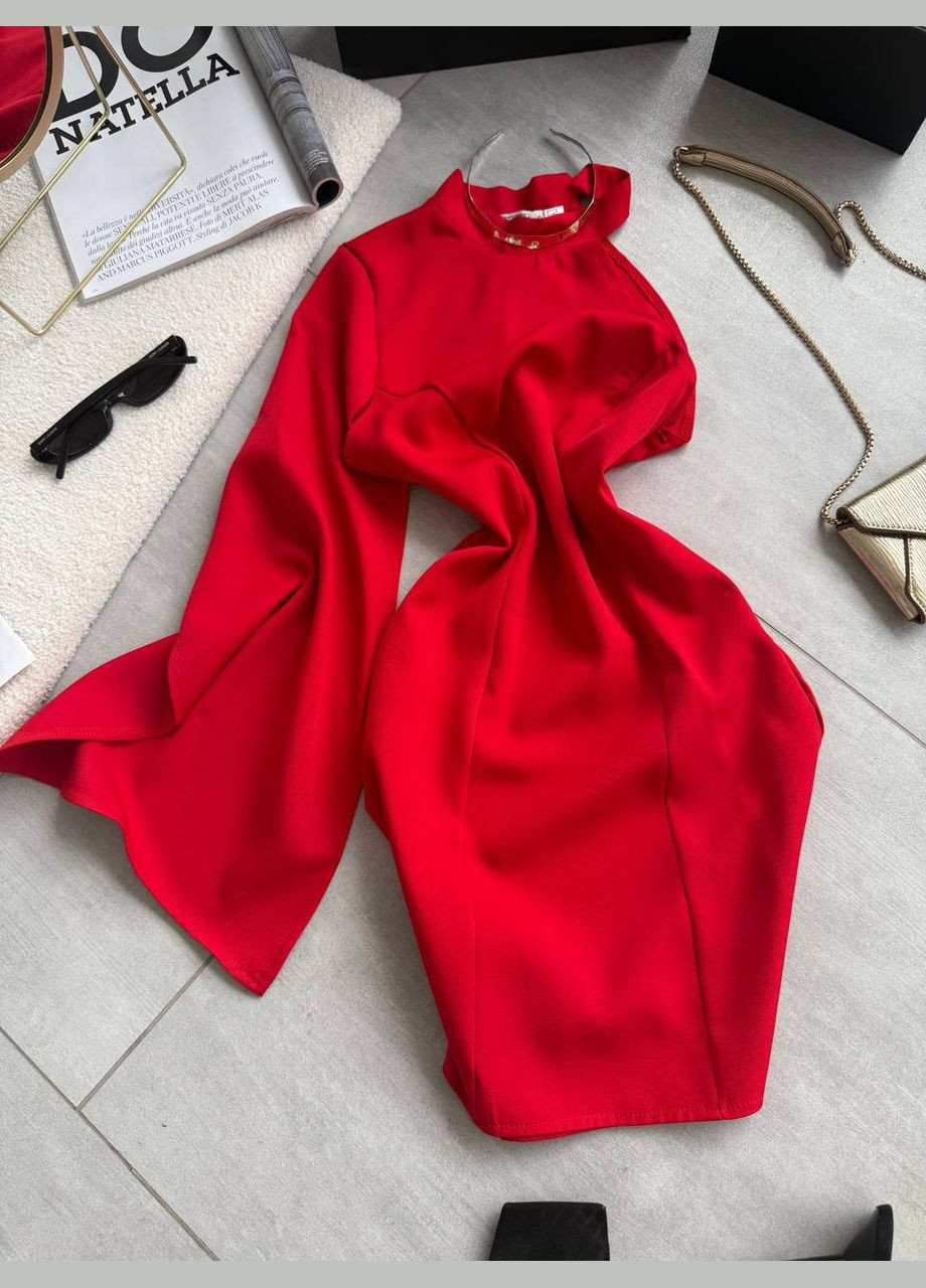 Червона червона літня сукня з турецької тканини з ідеальною посадкою No Brand однотонна