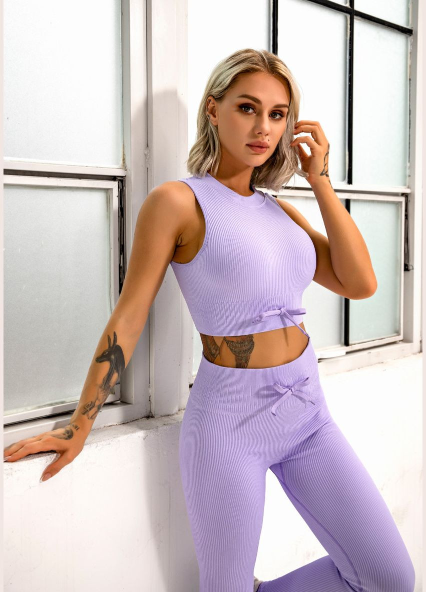 Комплект для фитнеса (спортивный костюм) топ и леггинсы 8347 L лиловый Fashion (336547431)