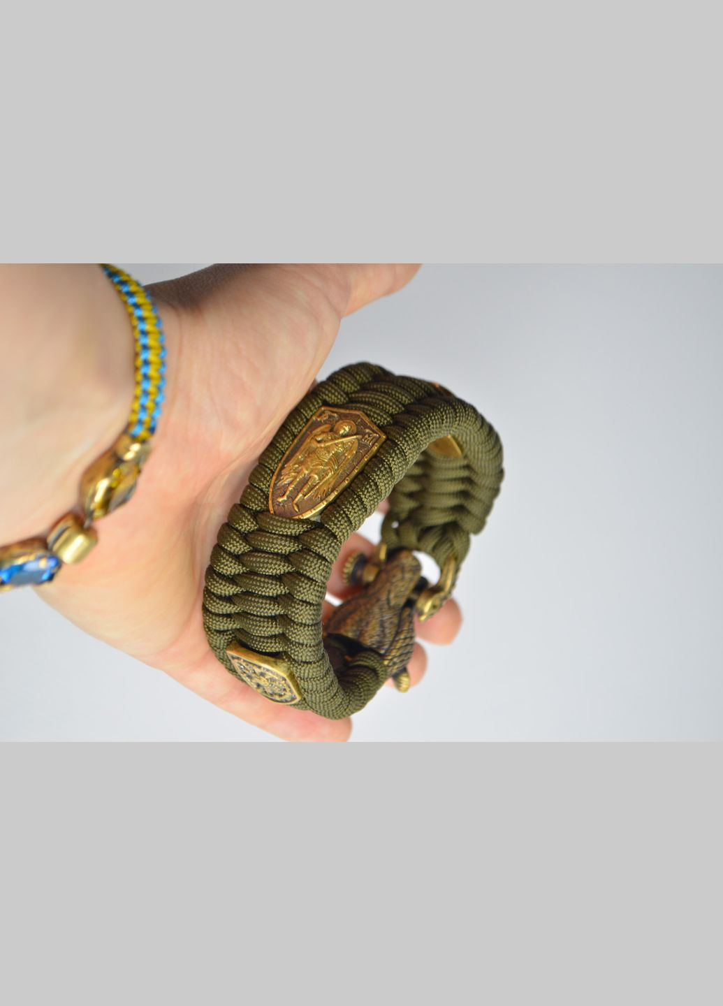 Браслет с Медведем шлемом ужаса и гербом Украины ручное литье из латуни + брелок в подарок No Brand (345640664)