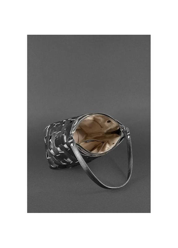 Кожаная плетеная сумка женская через плечо Пазл M Krast Черный BlankNote (302008718)