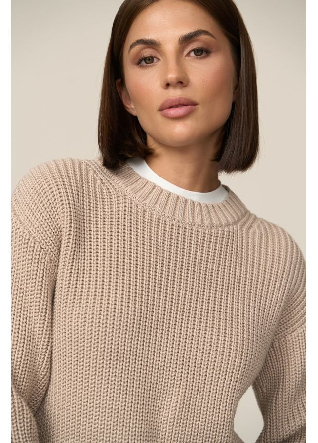 Бежевый демисезонный базовый женский джемпер из хлопка и вискозы (2867) Triko Bakh