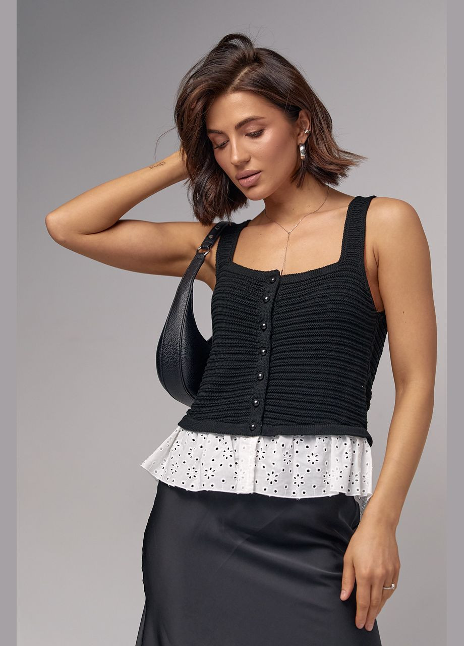 Вязаная майка с оборкой из прошвы Liton — 296469567