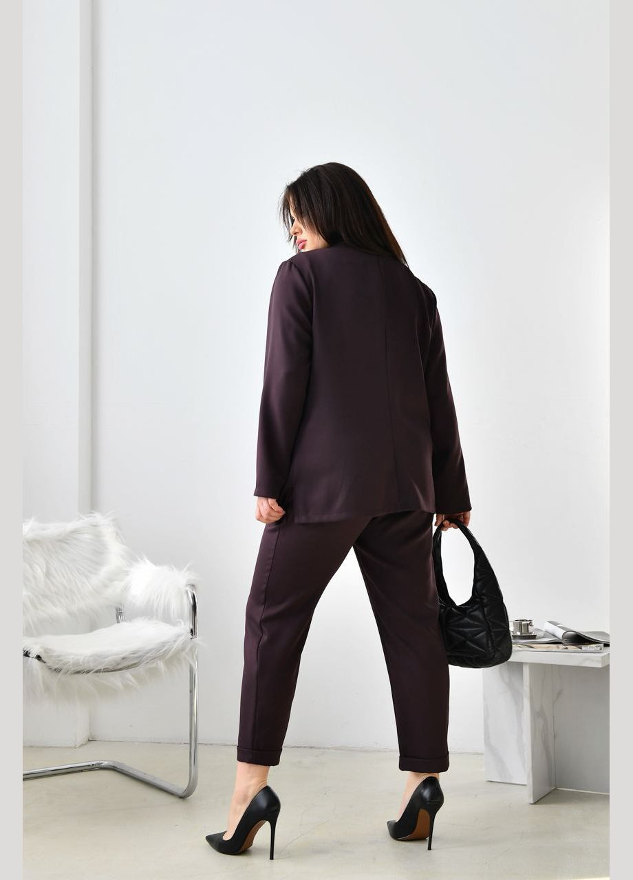 Жіночий костюм брюки та піджак колір шоколад р.56/58 452856 New Trend (285710955)
