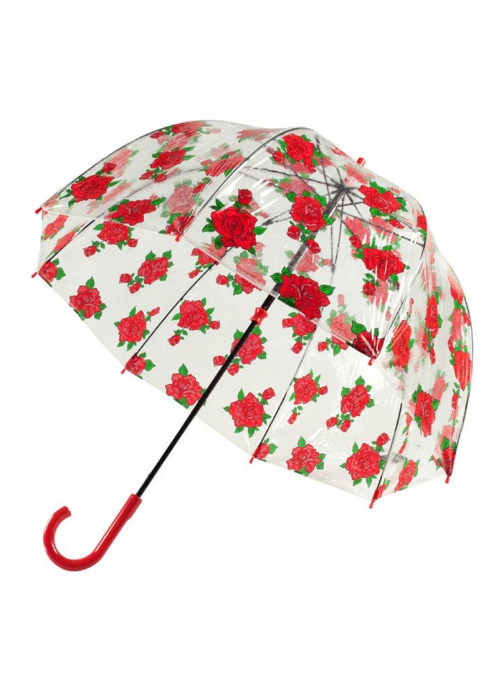 Комбинированный зонтик женский с красными розами l042 birdcage-2 tattoo rose (тату из роз) Fulton (303400966)