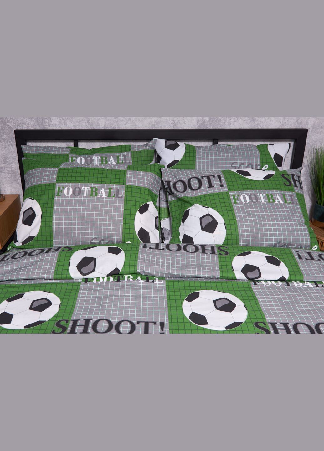 Комплект постільної білизни Бязь Gold Люкс «» полуторний євро 160х220 наволочки 4х70х70 (MS-820002042) Moon&Star Football (285717426)