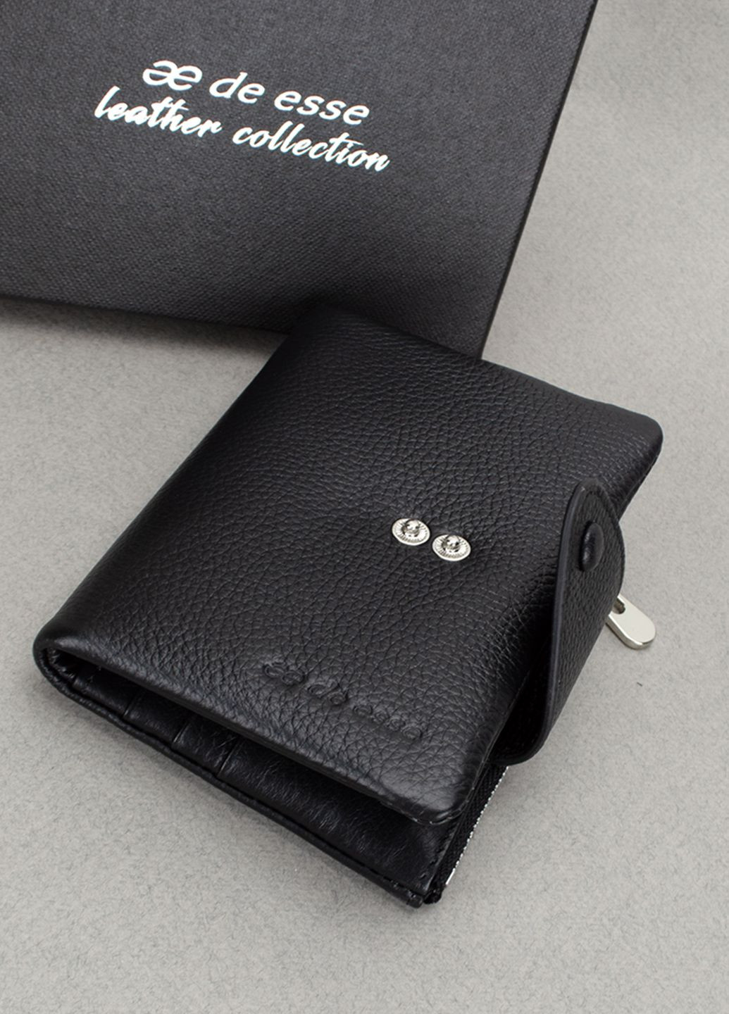 Гаманець жіночий шкіряний 14057-GD01 маленький чорний De Esse (316698114)
