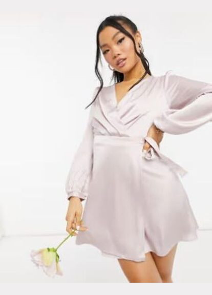 Пудровое праздничный платье на запах Tfnc однотонное