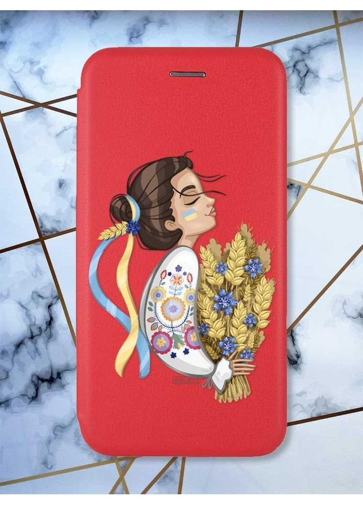Чохол-книжка з малюнком для Xiaomi Redmi Note 8 Pro Червоний; Українка з колосками (принт 172) G-Case (359500251)