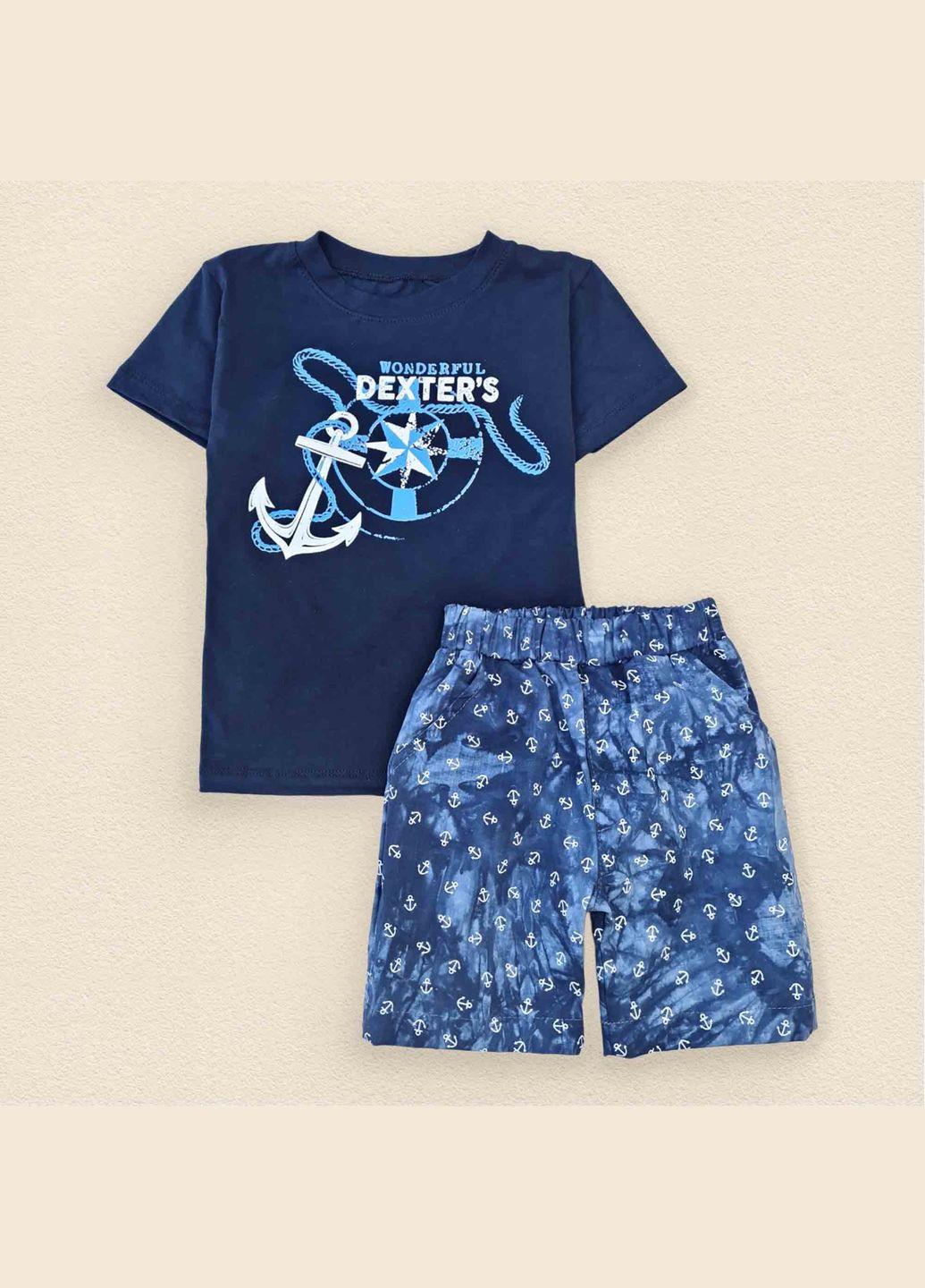 Темно-синий летний комплект для мальчика dexter`s шорты футболка dexters club темно-синий;белый dexter's